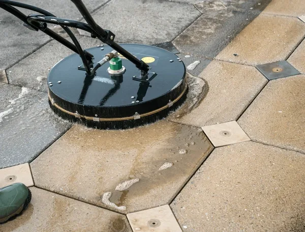 driveway pressure washing and spin scrubbing